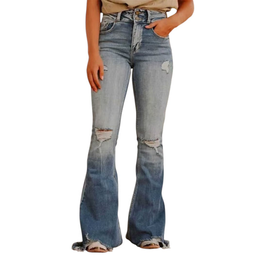 Women’s Distressed Bell Bottom Jeans